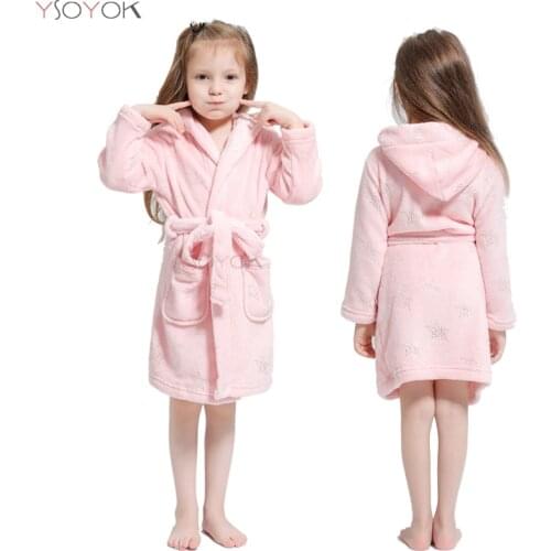 Toddler Kid Boys Girls Flannel Hooded Bathrobes Kids Rainbow Unicorn Bath Robe Nightgown Pajamas Sleepwear Children Home Clothes