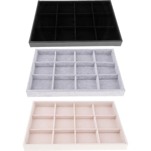 12 Compartments Velvet Bracelet Bangle Watch Jewelry Display Tray Holder