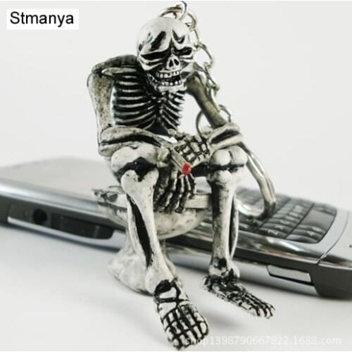 Skull toilet key chain bag Pendant - Fashion new Skeleton car key ring Halloween gift Skull keychain #17049