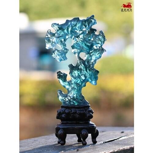 Colored Glaze Taihu Lake Stone Tea House Rockery Decoration Chinese Living Room Study Tea Room Hallway Decorations Stone