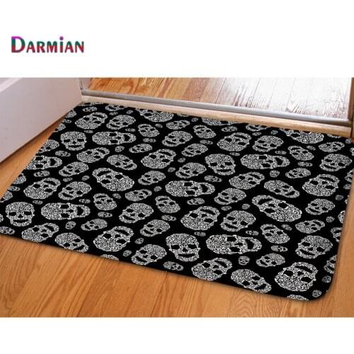 DARMIAN New Personality Sugar Skull Printed Carpets Bathroom Water Absorption Non-slip Rug Novelty Doormat Home Floor Mat Tapis
