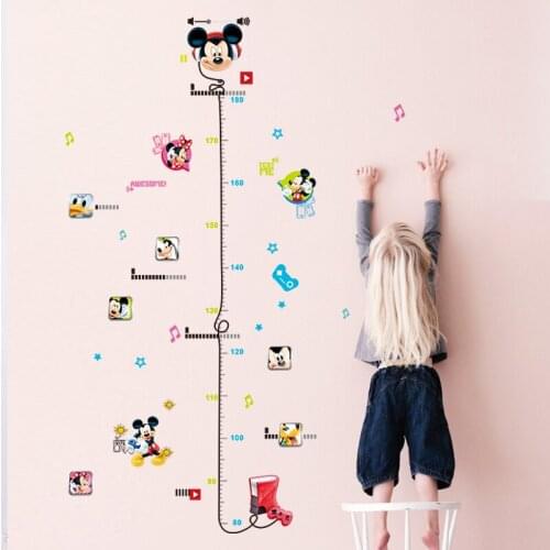 Disney Cartoon Mickey Minnie Height Chart Ruler Wall Stickers For Kids Rooms Wall Art Decor Height Measure Decals DIY Posters