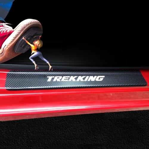 For Fiat Qubo Argo 500l Panda 500x Trekking 4pcs Carbon Fiber Vinyl Sticker Car Door Sill Protector Door Step Plate Protector