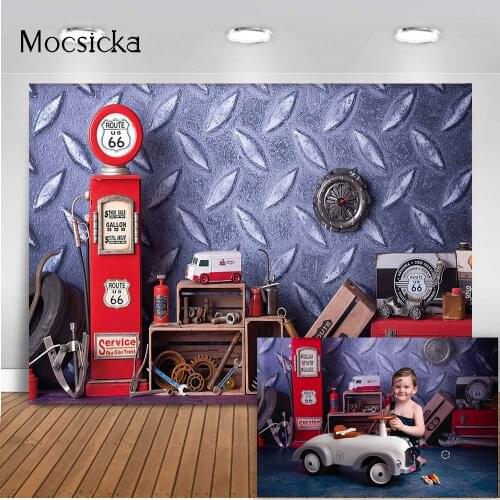 Repairman Backdrop train Route Vintage Newborn Kids Portrait Background for Photo Studio Retro Motel Photo Background Props