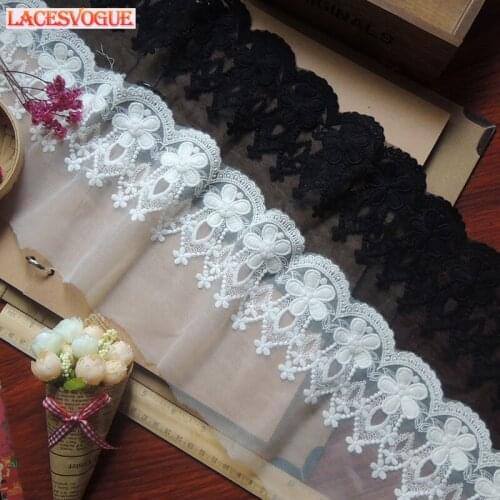 19yards/lot 15cm Mesh cotton embroidery Lace ribbon Dress edge decoration DIY Garment material Needlework sewing accessories 653