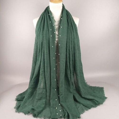 JTVOVO RUNMEIFA 2021 New Muslim Women Cotton Thin Pearl Headscarf Veil Femme Musulman Hijab Scarf Indian Islam Shawl Turban Caps