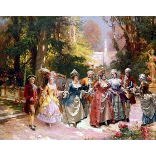 Free shipping classical court figure nobility travel landscape oil painting canvas printings on canvas art decoration picture