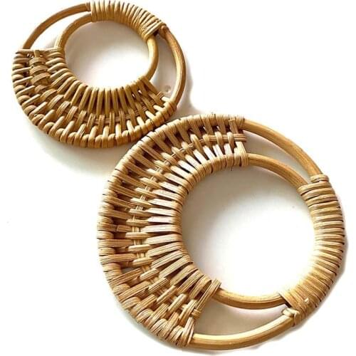 1 Pair 2 Sizes High Quality Round Bamboo Bag Handle For Handbag Handcrafted DIY Bags Accessories
