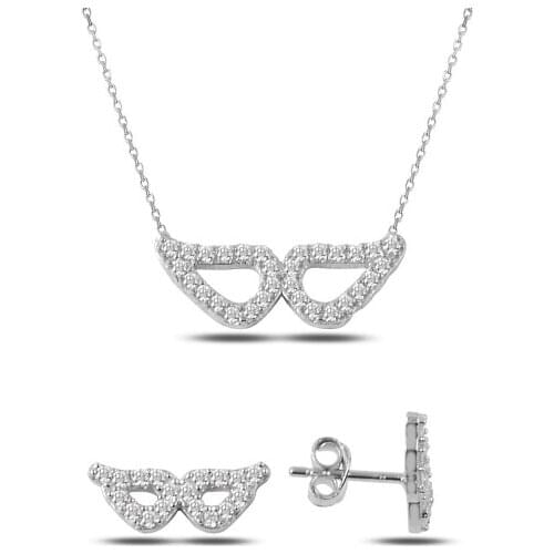 Kutaydan Zircon Wing 925 Sterling Silver Set Made in Turkey