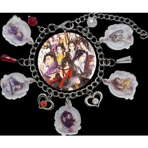 Hot Sale Acrylic Charm Mo Dao Zu Shi Wei Wuxian Lan Zhan Chain Anime Bracelet For Women Heart Bead Cute Birthday Party Gift
