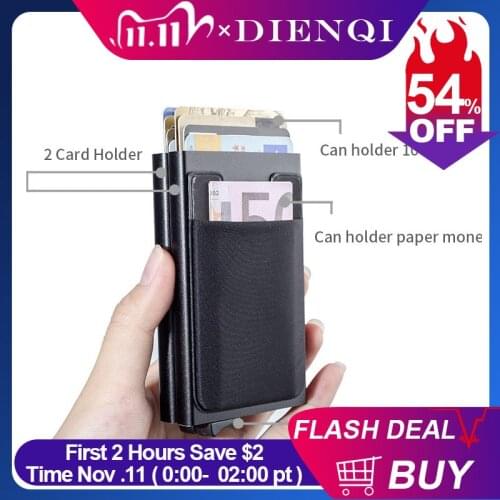 DIENQI Rfid Credit Card Holder Men Aluminium Metal Steel Minimalist Wallet Bank Cardholder Case Luxury Purse nederlands 2020