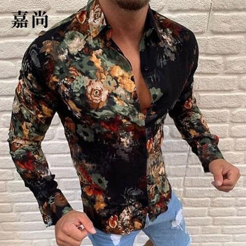 2020 Fashion Shredded Flower Top Cardigan Fashion Casual Slim Fit Long-sleeved Shirt Mens Streetwear Harujuku Dress oversized
