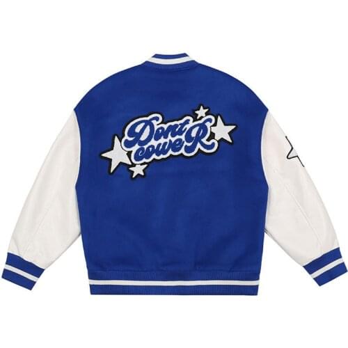 Letter Baseball Uniform Mens Jacket Spring Stitching Loose Embroidery Hip-hop Style Couple Jacket Free Shipping