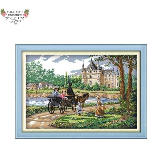 Joy Sunday F777 Free Shipping Counted and Stamped Home Decor Suburban Scenery Needlepoints Embroidery Cross Stitch Kits