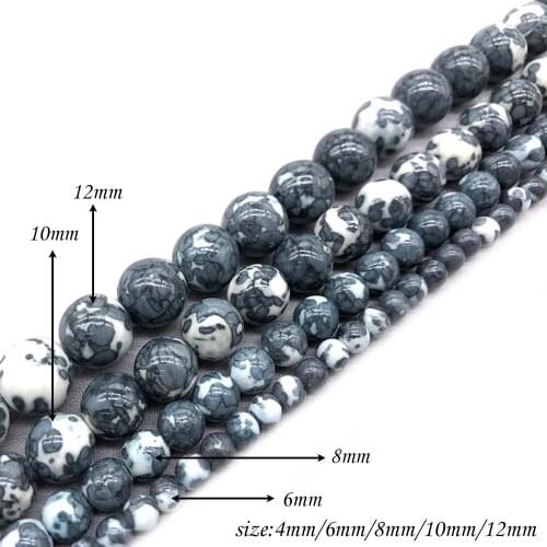 Natural StoneGray White Dots Rainbow Stone Round Loose BeadsFitMulti-purpose Jewelry Making 4 6 8 10 12 MMPick Size J242