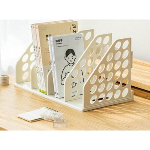 Office Desk File Organizer Magazine Holder Four-columns Bookshelf Paper Organizer Document File Storage Book Stand