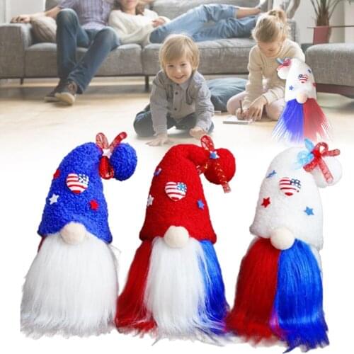 Patriotic Gnome Handmade American Festival Home Decoration Memorial Day/Independence Day/4th July Strips Plush DIY Decorations