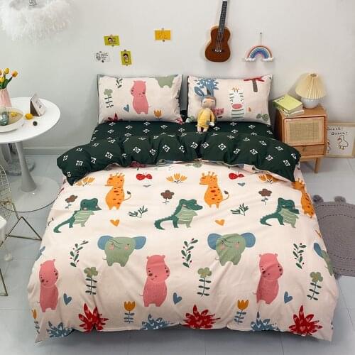 Quilt Cover Simple Bedding Set With Pillowcase Cartoon Duvet Cover Sets Bed Sheet Single Double Queen King Size Quilt Covers