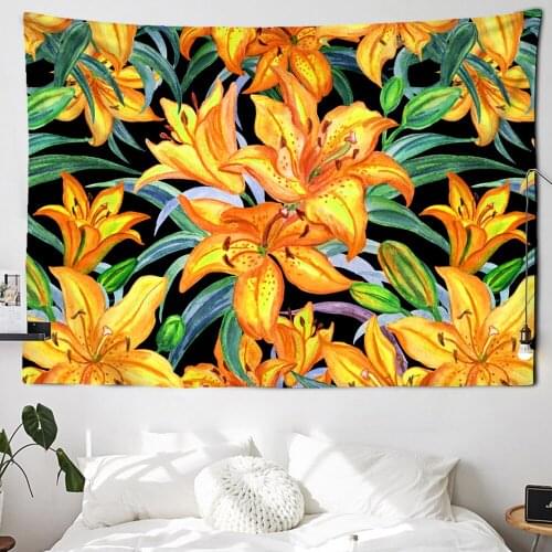 Sunflower Flower Sea Tapestry Flower Wall Hanging Polyester Thin Section Pastoral Landscape Painting Sofa Towel Blanket