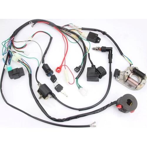 Full Electrical Wiring Harness Kit Fit For Dirt Bike ATV QUAD 50 70 90 110CC with Rectifier Ignition Key Coil CDI Unit