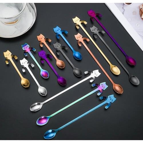 Cute 2 Colors Wear-resistant Stainless Steel Stirring Spoon for Fruits