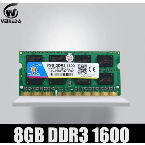 VEINEDA DDR3 4gb 8gb 1600NHz PC3-12800 So-dimm Ram Compatible ddr3 1333 PC3-10600 ddr 3 204pin 1.5V For AMD Intel Laptop