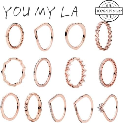 New 925 Sterling Silver Jewelry Ring Rose Original Pando Timeless Elegance Crown Ring For Women DIY Valentines Day Gift