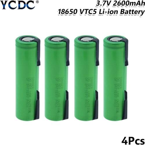 1/2/4/6/8/10Pcs 18650 battery 2600mah 3.7v rechargeable li-ion battery High Drain 30A for US18650VTC5 lithium battery DIY nickel