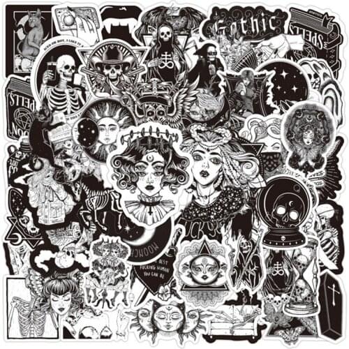 10/30/50 PCS Retro Classic Gothic Graffiti Cartoon Sticker For Waterproof Luggage Laptop Skateboard Cup Sticker Custom Wholesale