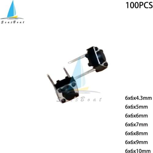 100pcs Middle 2pin 6x6x4.3/5/6/7/8/9/10 mm Switch Tactile Push Button Switches 6x6x4.3mm 6x6x5mm 6x6x6mm 6x6x7mm 6x6x8mm 6x6x9mm