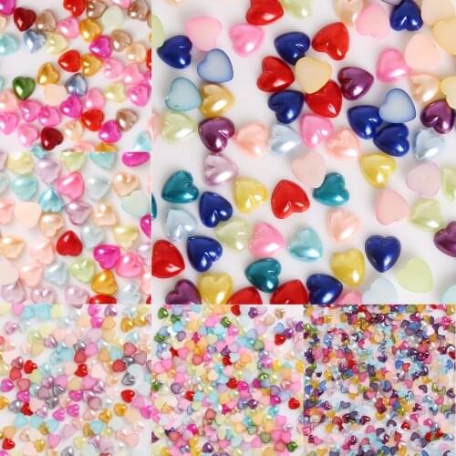 50/100/200/300Pcs/lot heap imitation white plastic half pearl heart beads 3/4/6/8/10/12mm flatback cabochon Scrapbooking Crafts