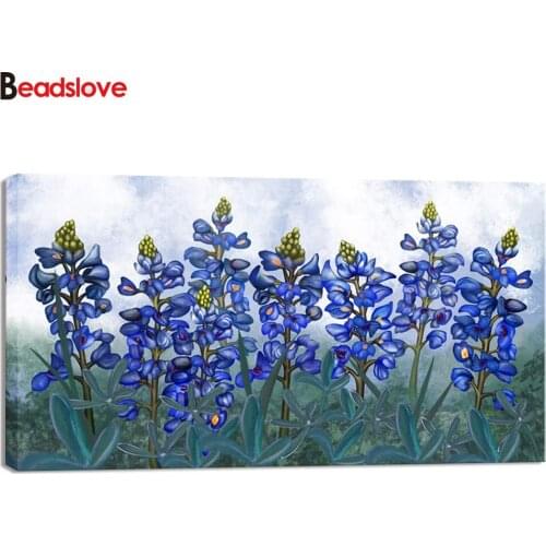 5D DIY Diamond Embroidery Abstract, Floral Full Square Round Diamond Painting blue Flowers Handmade Home Decoration