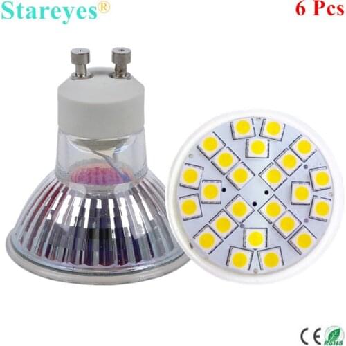 Free Shipping 6 Pcs 5050 SMD 24 LED 5W GU10 E27 MR16 AC110-240V / DC12V LED Spotlight Bulb LED light Downlight lamp