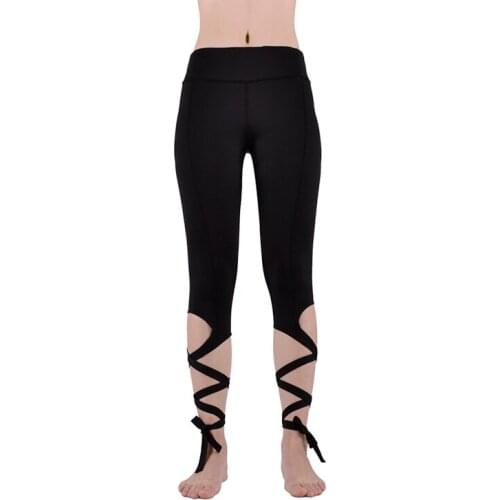 High Waist Seamless Yoga Pants Strappy Convenient Running Fitness Sports Pants Tight Pants Leggings Tying Feet Tight Pants