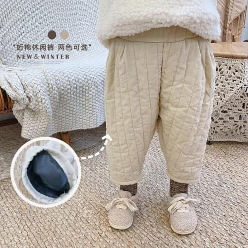 Cool Beige Coffee Boys Girls Pants Kids Cotton Trousers Children Thicken Autumn Spring 2021 New Home High Quality