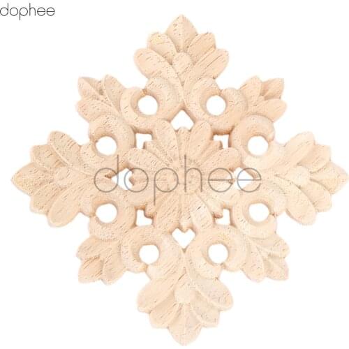 Dophee 1pcs 8/10cm Woodcarving Corner Decal Wooden Carved Unpainted Onlay Applique Decorate Frame Furniture Home Decoration
