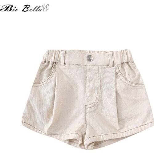 Girls Denim Shorts Little Girl Summer Beige Girls Pants Kids Clothes Children Solid Color Jean Short For Teenager