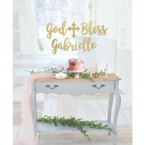 Personalised God bless banner, christening banner, first communion banner, Custom baptism banner for girls, baptism backdrop