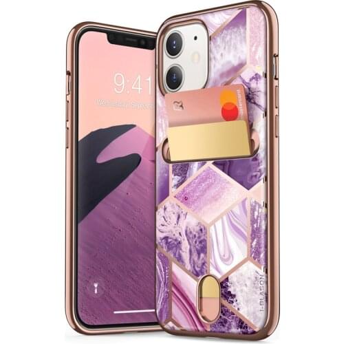 For iPhone 12 Case/For iPhone 12 Pro Case 6.1" (2020) I-BLASON Cosmo Wallet Slim Designer Card Slot Wallet Case Back Cover caso