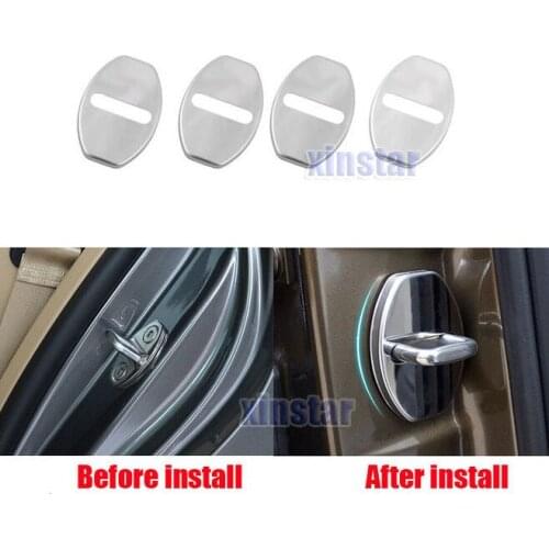 4pcs 304 stainless steel car door lock cover for Audi Quattro Sline A3 A4 A6 A7 S3 S4 S5 S6 Q3 Q5 Q7 TT S RS