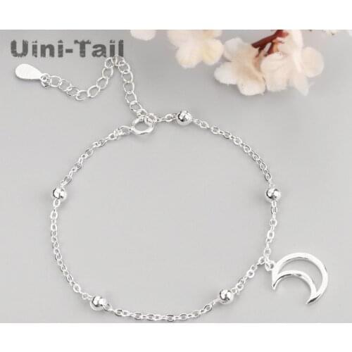 Uini-Tail hot new 925 sterling silver hollow moon bracelet Korean fashion simple wild trend high quality hypoallergenic jewelry