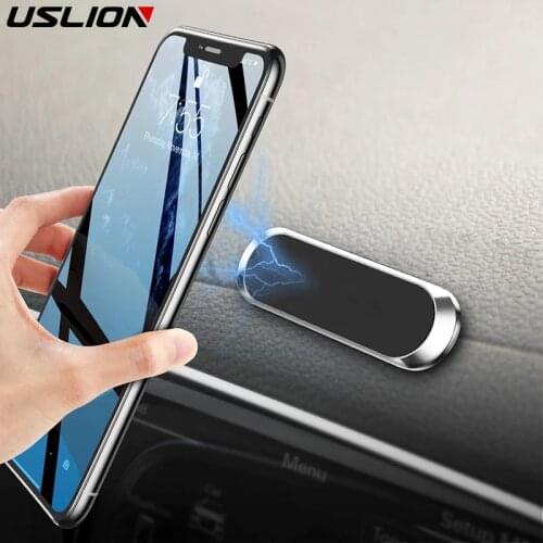 USLION Magnetic Car Phone Holder Mini Strip Shape Stand For iPhone 12 11 Xiaomi Universal Wall Magnet GPS Car Mount Dashboard