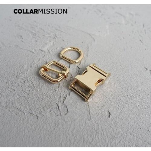 15mm Metal Plated Buckle (Metal Buckle+ Adjust Buckle+ D Ring / set) For Backpack Bag Webbing Cat Dog Collar DIY Accessory