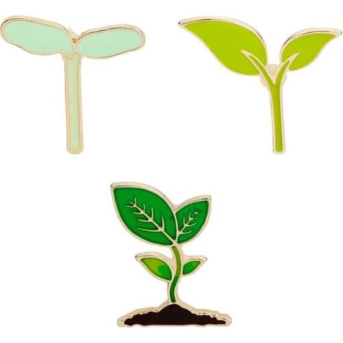 Cartoon Green Leaf Bean Sprout Hard Enamel Brooch Pin Lapel Pin Handbag Accessory Party Gift for Kids LX7907
