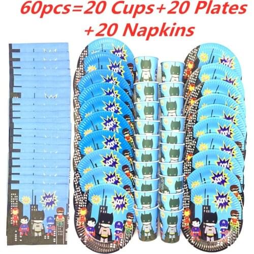 Cartoon Superhero Birthday Party Decorations Superhero Party Supplies Tableware Set Plate Cup Napkins Kids Toys for Baby Shower