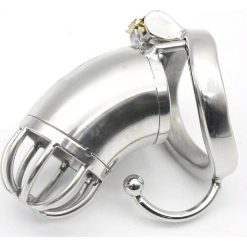Stainless Steel Male Chastity Cage Metal Men Locking Belt Restraint Device 115-1 Chastity Cock Ring