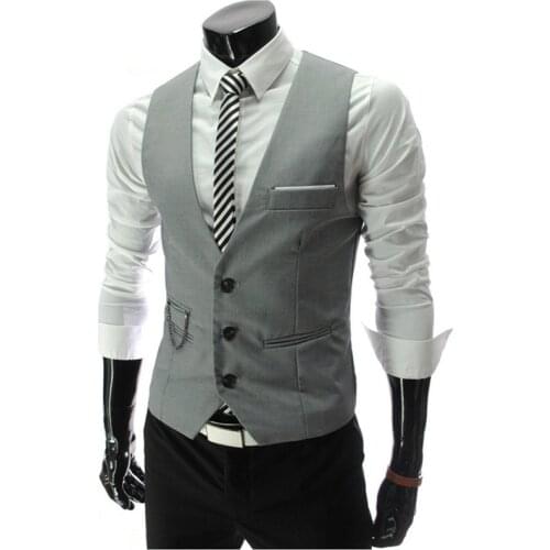 2020 New Arrival Dress Vests For Men Slim Fit Mens Suit Vest Male Waistcoat Gilet Homme Casual Sleeveless Formal Business Jacket