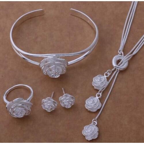 AS265 Hot sterling Jewelry Sets Bangle 078 + Necklace 497 + Earring 283 + Ring 206 /aknajbua araajiha silver color