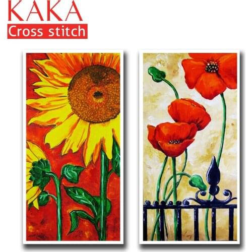 Cross stitch kits,Embroidery needlework sets with printed pattern,11CT-canvas for Home Decor Painting,Flowers Full NCKF057