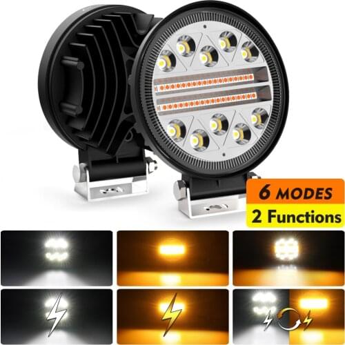 NAOEVO 2pcs 4.5" Round Led barra Lights 140W 12V 24V 4x4 OffRoad LED Light Bar Amber White for Car 4WD Jeep ATV SUV Fog Lights
